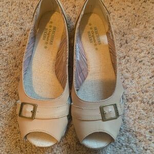 Skechers Women's Beige Buckle Flats